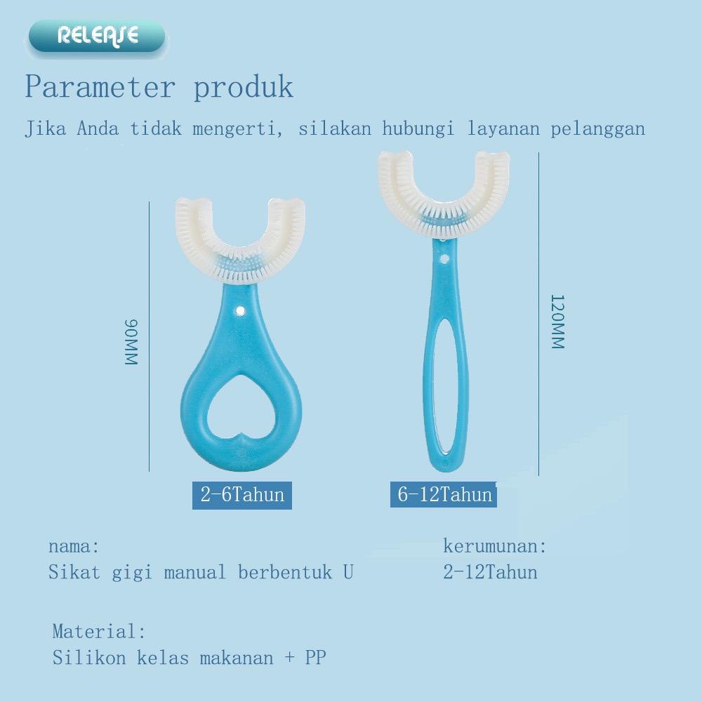 Sikat Gigi Anak Bentuk U Bahan Silikon - Training Toothbrush - Tooth Brush Baby Silicon type U 360° - Sikat Gigi U Lembut