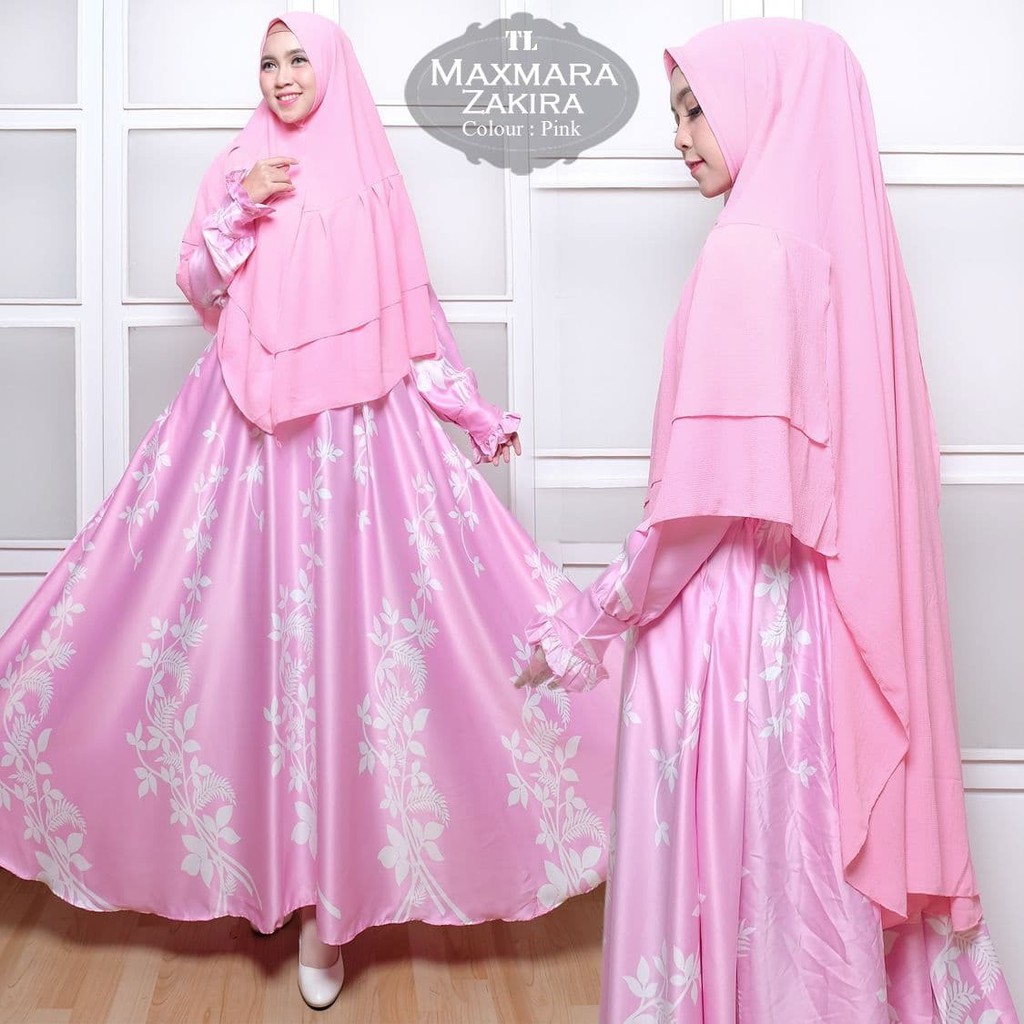 Baju dress Syari Maxmara Zakira Pink TL gamis wanita maxmara pink murah