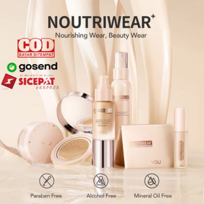 (GOSEND/COD) Y.O.U Noutriwear + Velvet Liqod Foundation | Silky Pressed Foundation | Complete Cover Concealer | Makeup Stau Lock Mist