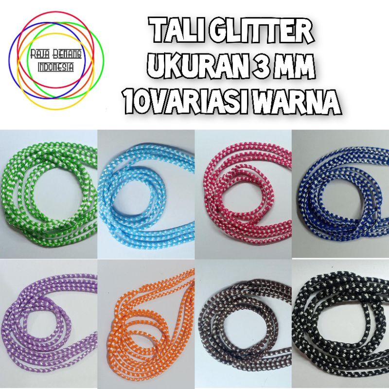 

Jual Tali GLitter 3 mm kemasan @ 60 gr ( -/+ 50 meter) / talikur glitter