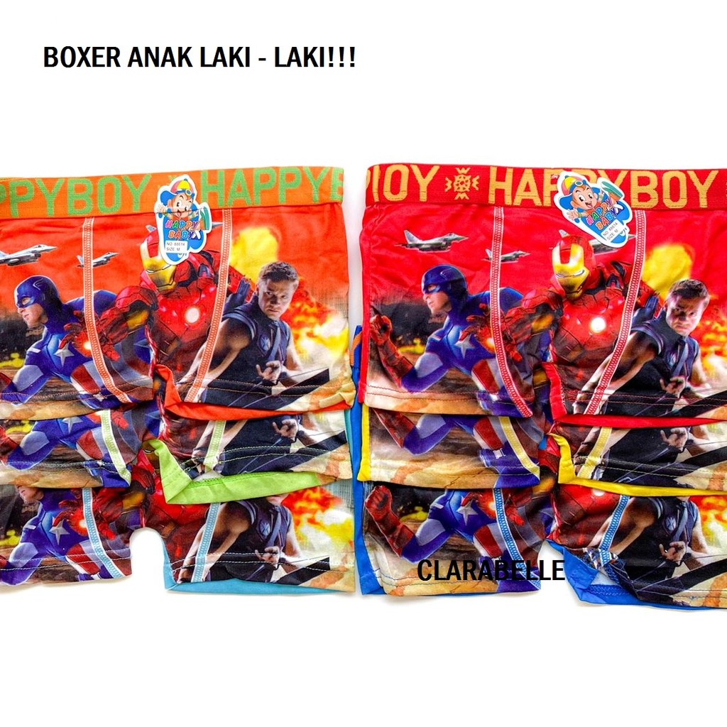 Celana Dalam Anak Laki - Laki HAPPY BOY Model Boxer Motif Kartun