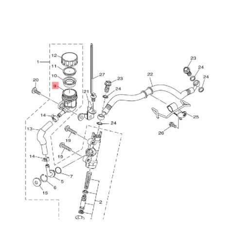 tabung reservoir tempat minyak rem belakang mt25 r25 ori ygp 50C-F5894-11