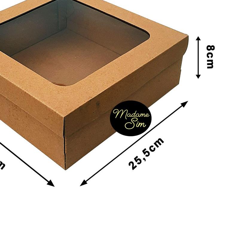 

۝ KOTAK KUE - CAKE BOX - DUS BOLU 25 x 25 x 8 CM - JENDELA (ISI : 10 PCS) ➥