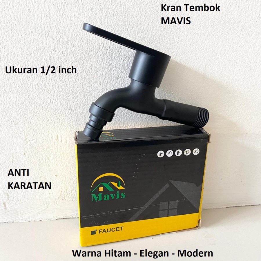 Kran Keran Air Tembok 1/2 inch Stainless Steel 1/2&quot; Hitam Black