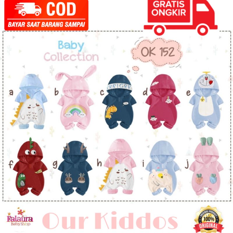 Romper Karakter Bayi Our Kiddos Jaket Hoodie Animal Romper OK 152 Jumper Bayi