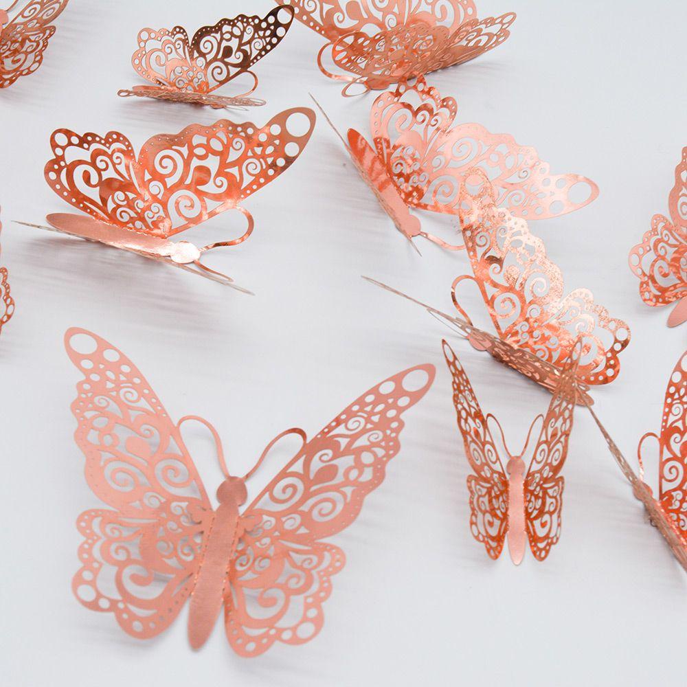 Populer 12pcs /set 3D Butterfly Stiker 12pcs /set Perlengkapan Dekorasi Rumah Pesta Wall Art