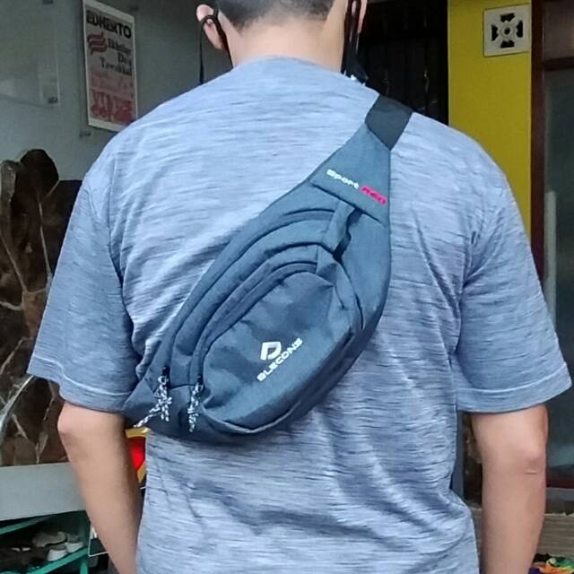 Tas Waistbag pinggang Blecons tipe Sport Red warna Abu
