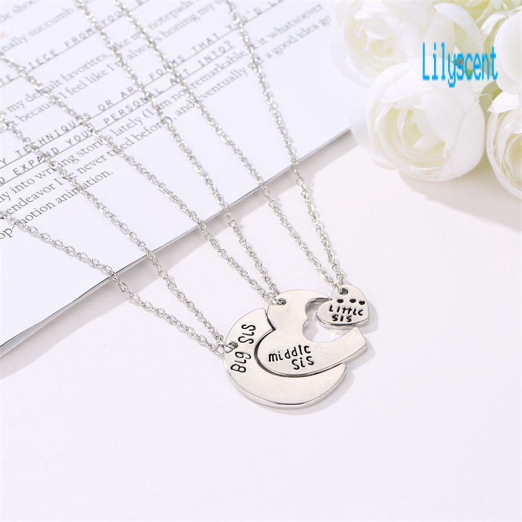 3pcs / Set Kalung Bentuk Hati Warna Kontras Untuk Wanita