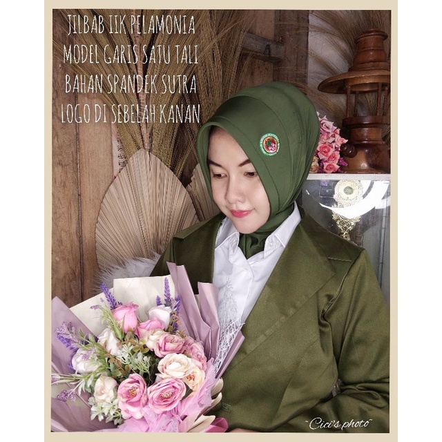 JILBAB IIK PELAMONIA HIJAU PREMIUM ( stikes logo baru MAKASSAR  )