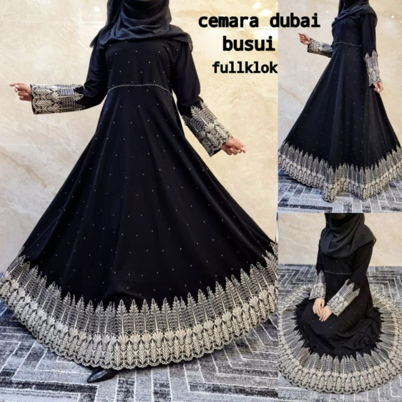 New Abaya Gamis Maxi Dress Arab Saudi Bordir Zephy Turki Umroh Dubai Turkey India Wanita Hitam Navy