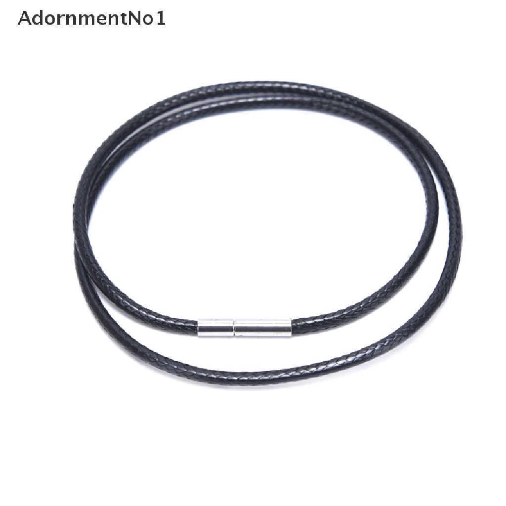 (AdornmentNo1) Kalung Choker Tali Kulit Wax Warna Hitam Dengan Gesper Stainless Steel