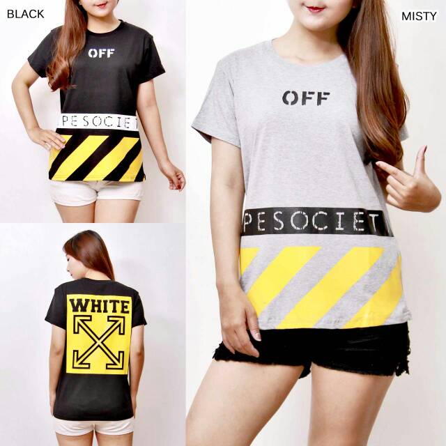 Kaos Couple Cowok Cewek Tshirt Sablon Offwhite kualitas premium