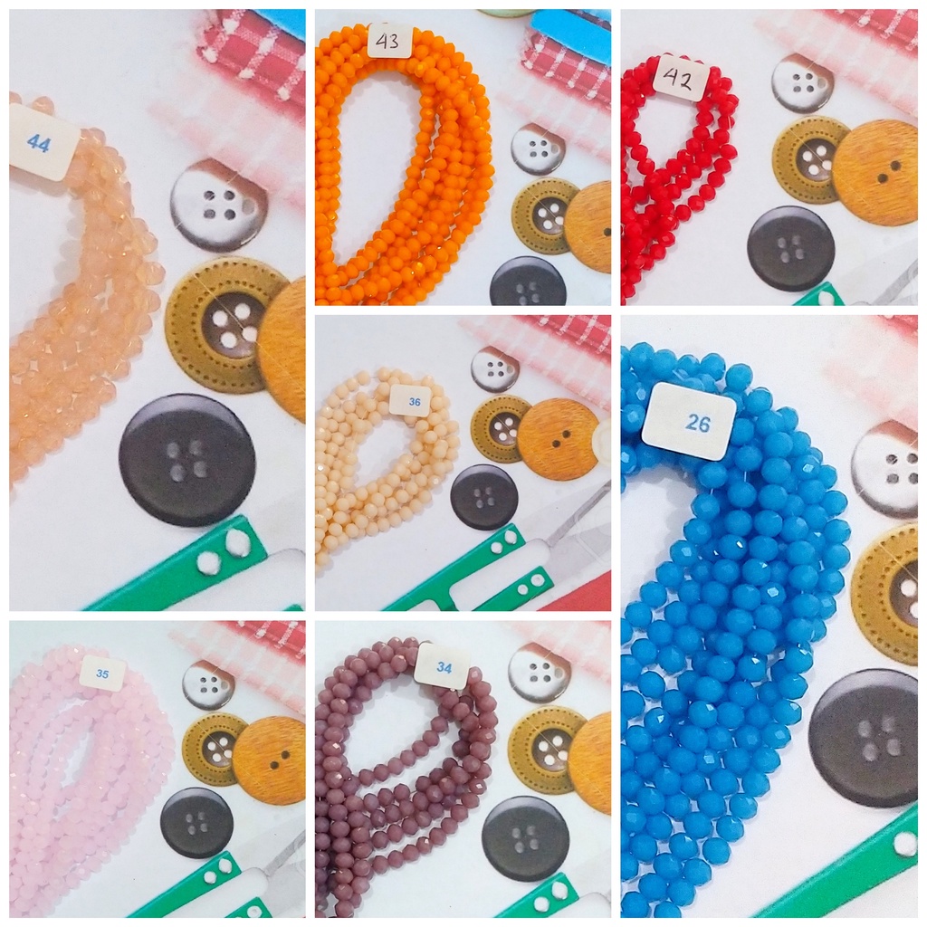Kristal Ceko dia. 4mm, 6mm dan 8mm Warna Doff