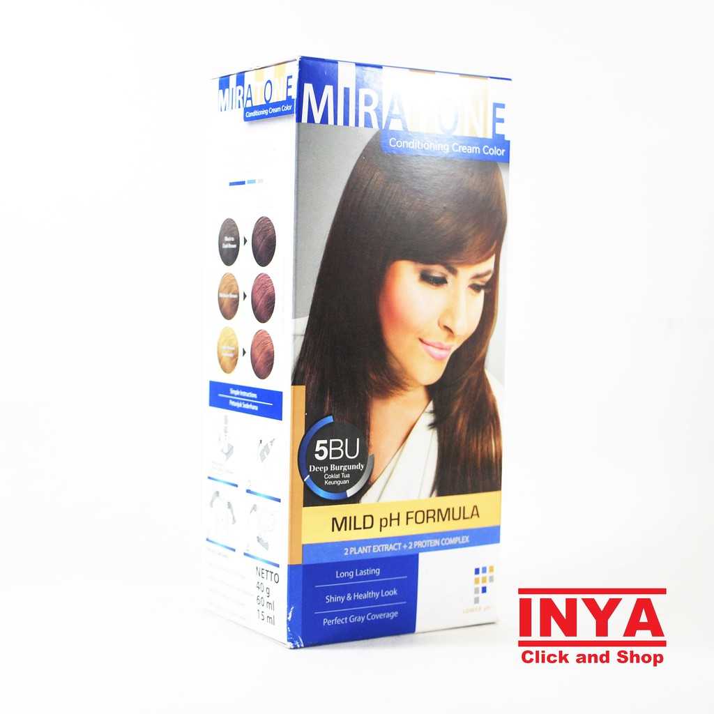 Semir Rambut MIRATONE CONDITIONING CREAM COLOR 5BU DEEP BURGUNDY - COKLAT TUA KEUNGUNAN