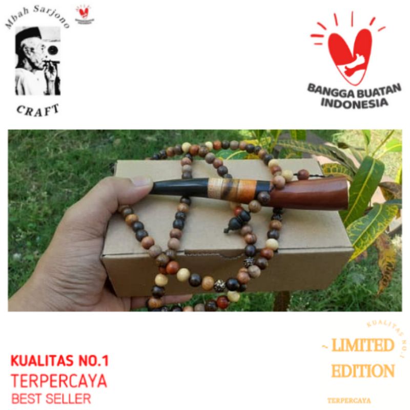 Tasbih Kombinasi 9 Kayu 99 Butir super + Pipa Once Kayu Nagasari Kombinasi Super/Tasbih Muslim/Tasbi