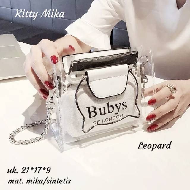 Tas Selempang Mika BUBYS Transparant Tali Rante JUST YELLOW APRICOT