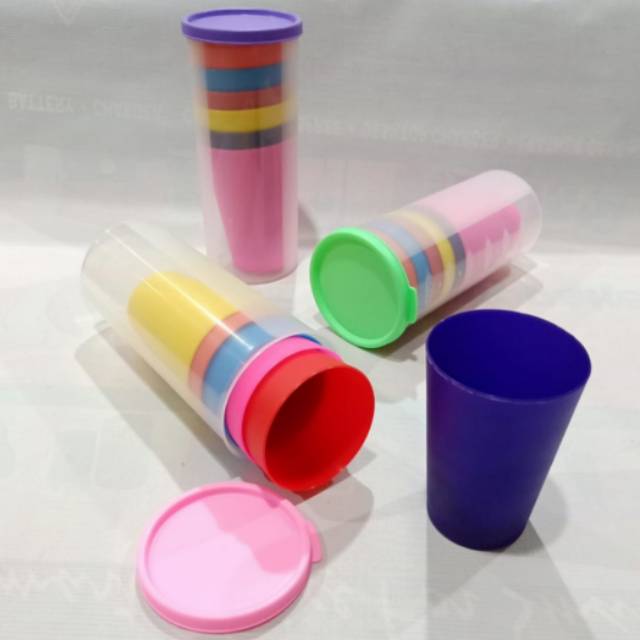 Gelas Pelangi Gelas Plastik Piknik Souvenir Pesta Rainbow Picnic Set