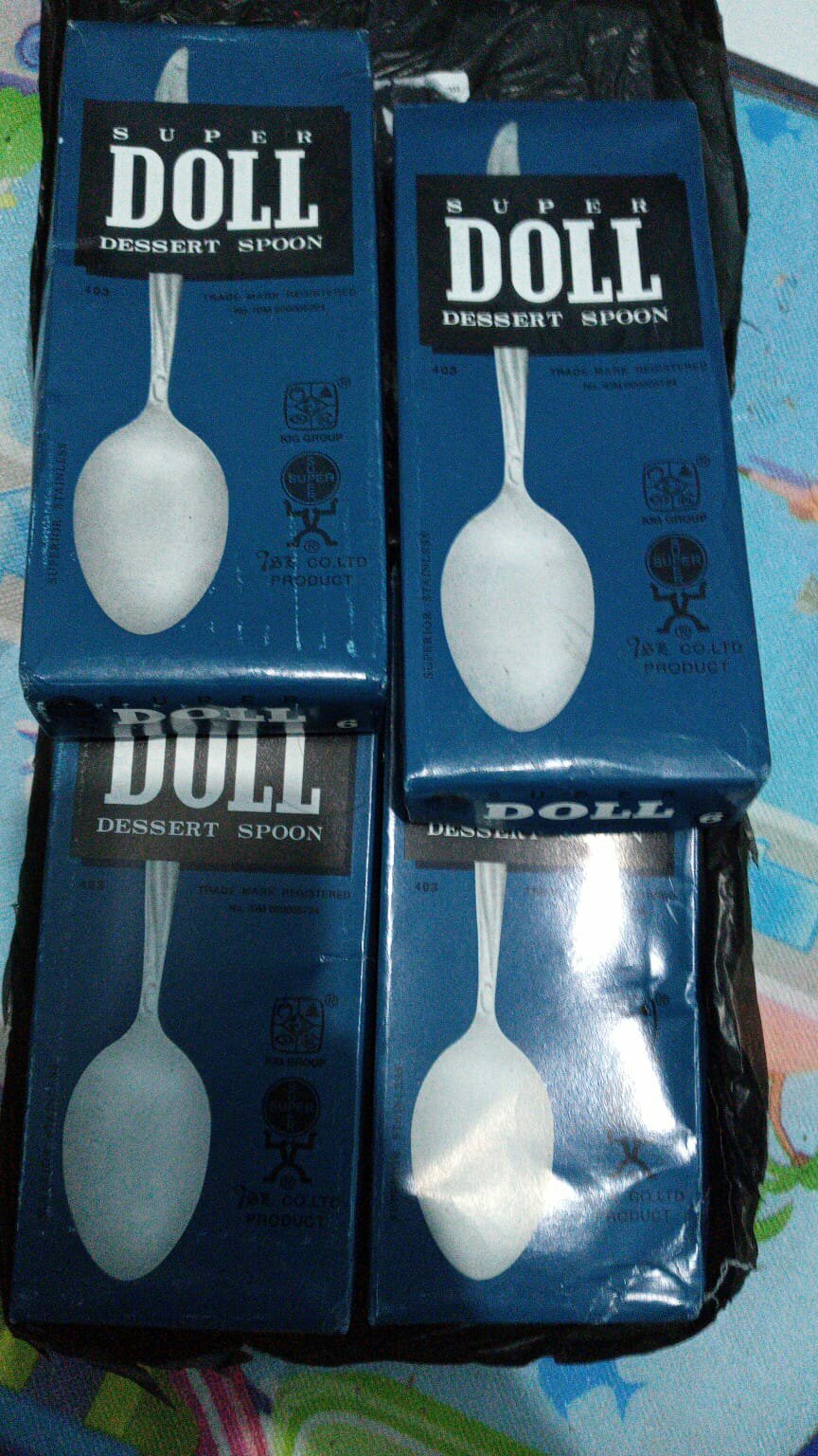 Sendok Garpu Makan Merk Super Doll Stainless Steel 1 Dus 6 Pcs Spoon Fork Dessert Dus Murah Tebal
