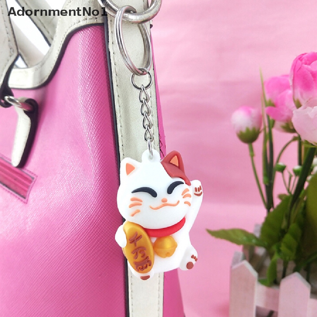 (AdornmentNo1) Gantungan Kunci Bentuk Kucing Keberuntungan Bahan PVC Untuk Souvenir / Hadiah