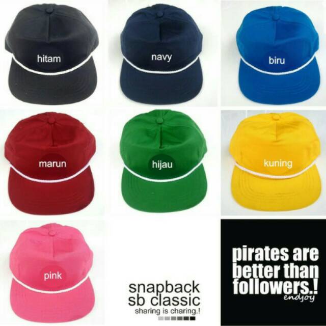 Topi snapback polos pria cowo wanita cewe merah hitam pink biru kuning hijau navy