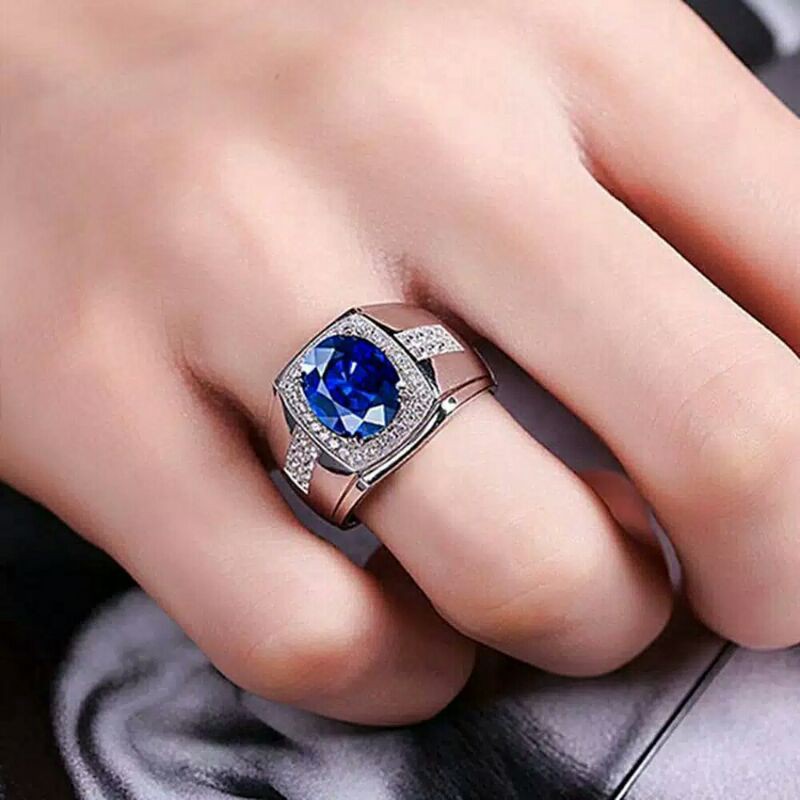 Cincin Pria gaya pendekar punk style blue stone series