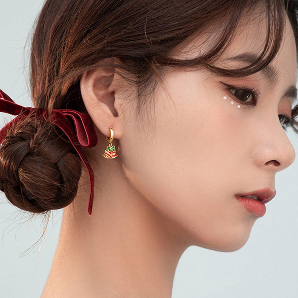 Needway Anting Natal Kreatif Hadiah Festival Natal Bell Musim Dingin Aksesoris Asimetris Anting Liontin Lady Women Earrings