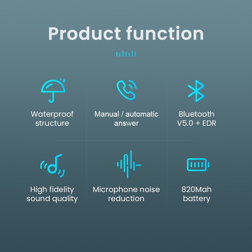 BT-22 Bluetooth 5.0 EDR Helm Sepeda Motor Headset Nirkabel Speaker tahan air hands-free dengan Mikrofon dengan 1000mAh/2500mAh