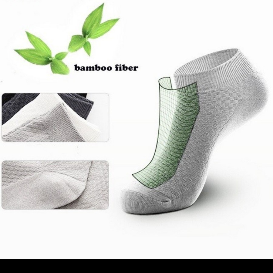 Kaos Kaki Anti Bau Bakteri Serat Bambu Arang Charcoal Fiber Bamboo Set