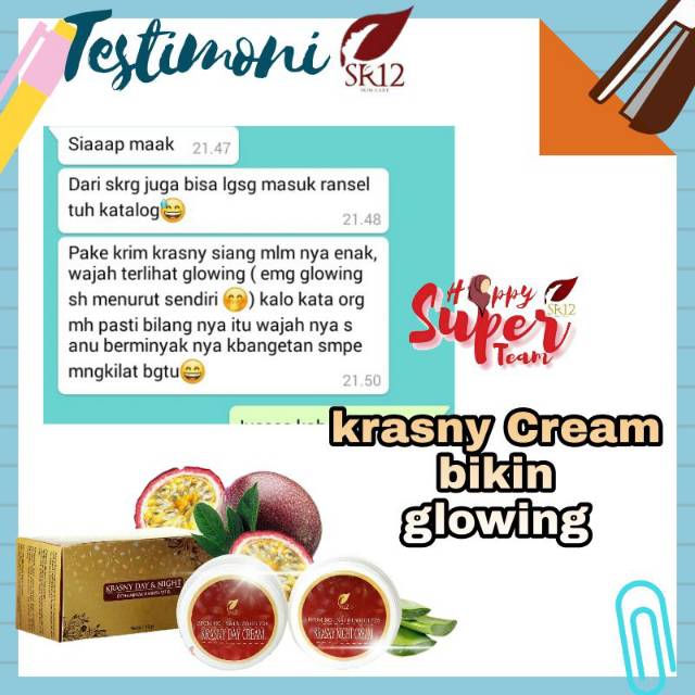 Krasny Day &amp; Night Cream SR12 Cream Wajah BPOM Kulit Kering Kusam Cream Pencerah Herbal