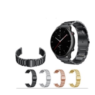 STRAP TALI JAM TANGAN -  STAINLESS METAL STYLE THREE 3 BEADS 22MM - FOR HUAWEI GT GT2 46mm WATCH