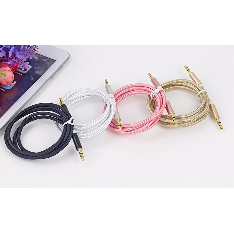 HiFi Gold Plated Kabel Audio AUX Nylon Audio Beats 3.5 mm to 3.5 mm