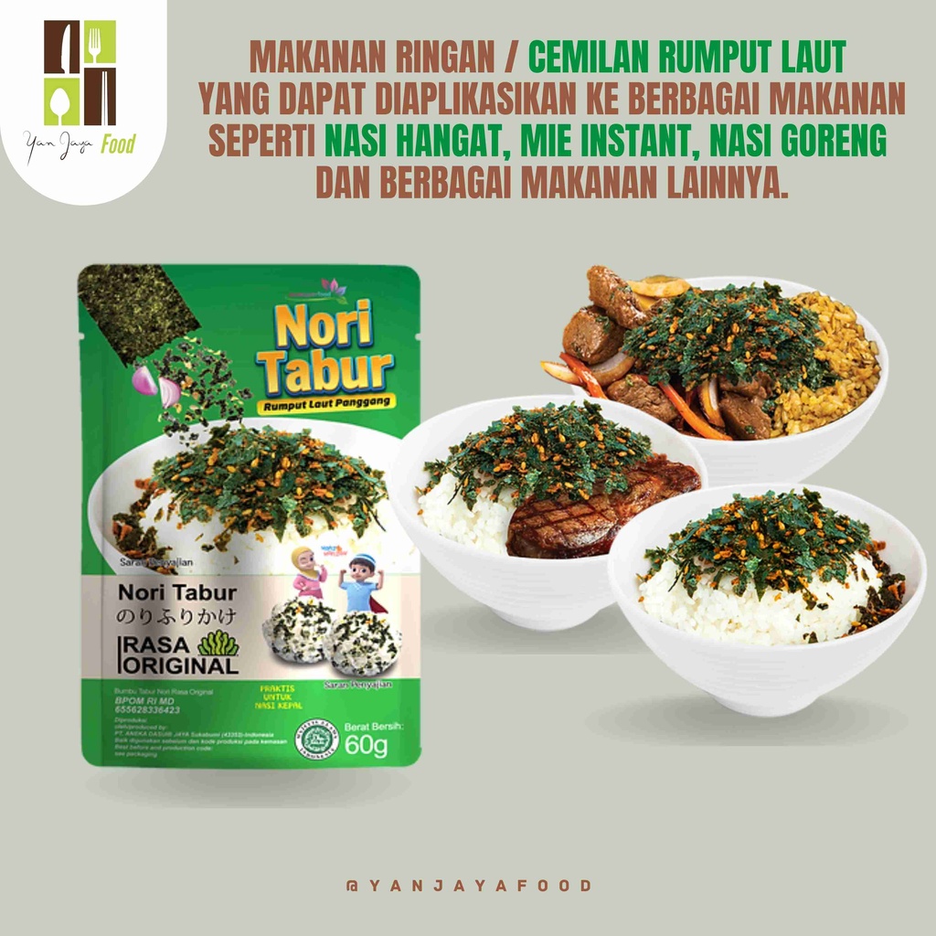 Nori Tabur Rumput Laut Panggang 60GR Rasa Original / Pedas / Sapi Panggang/BBQ/SEAFOOD