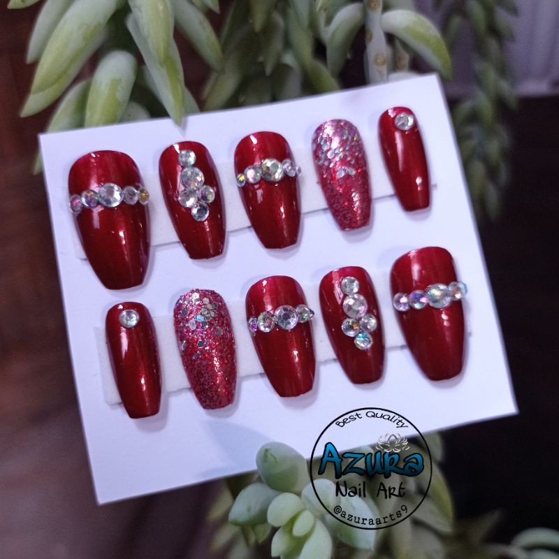 KUKU PALSU MERAH /NAIL ART / Agen KUPAL WEDDING