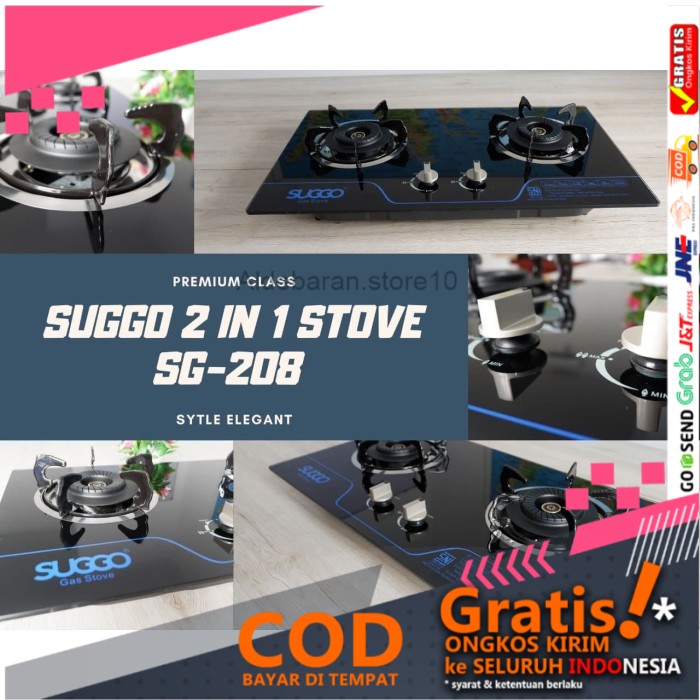 Kompor Gas tanam kaca 2 Tungku Suggo SG-208 ald21