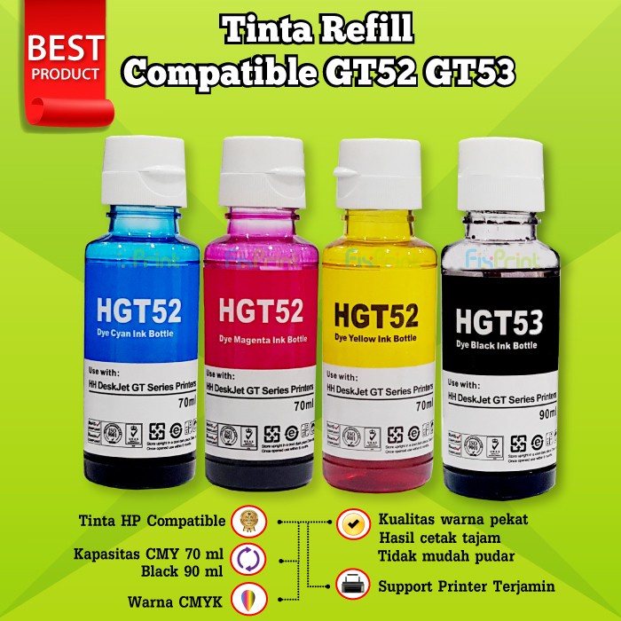 Tinta Refill Cartridge XP GT53 GT51 GT52 680 802 803 678 Black Colour