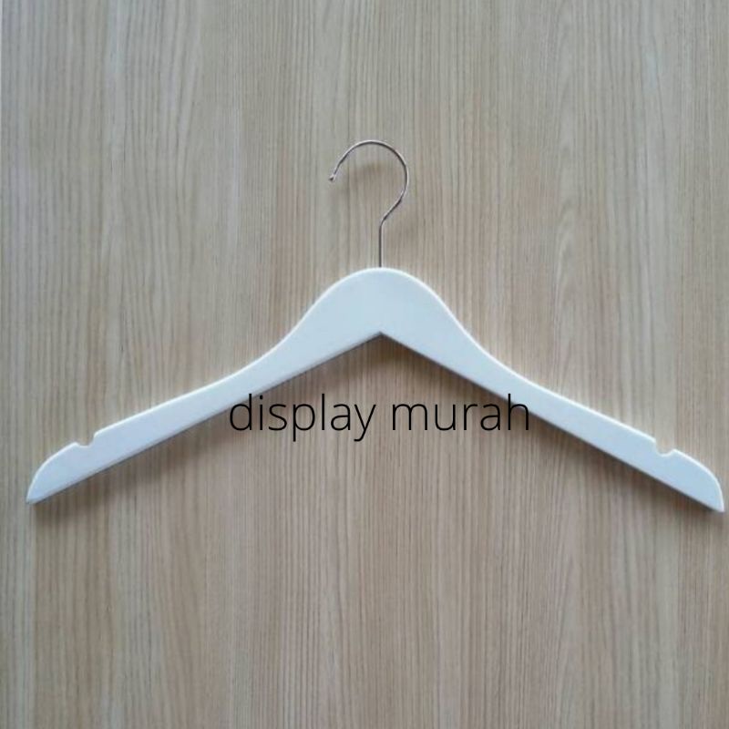 Hanger kayu (Wood) warna Putih Gantungan Baju-bh