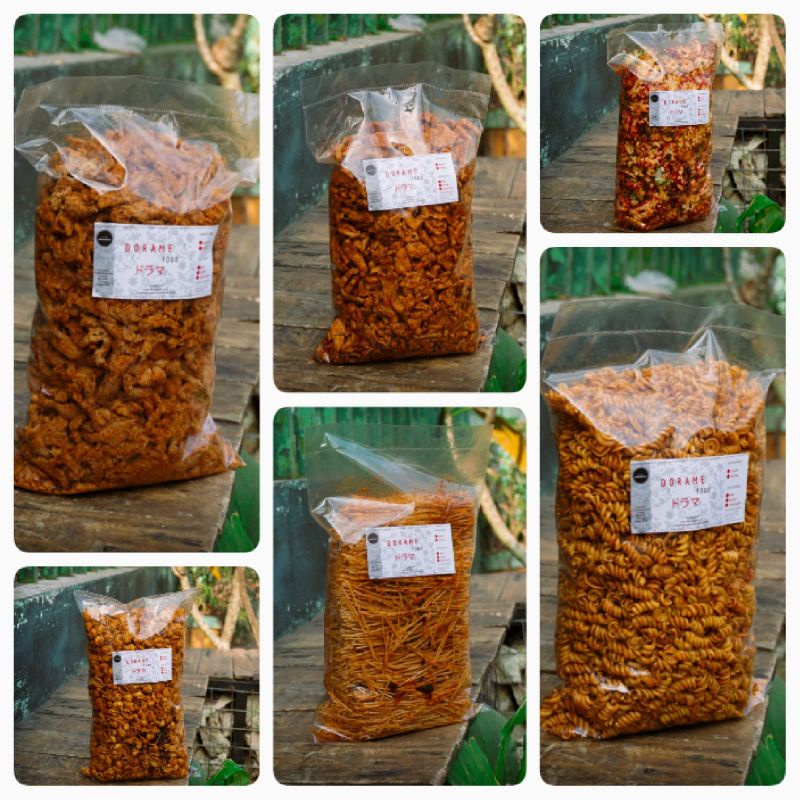 

(DORAME) 1/2KG Aneka Cemilan 500gr Camilan Makaroni Pipa, spiral, mie lidi, basreng, seblak, Mie Keriting, Bantat, Bantet