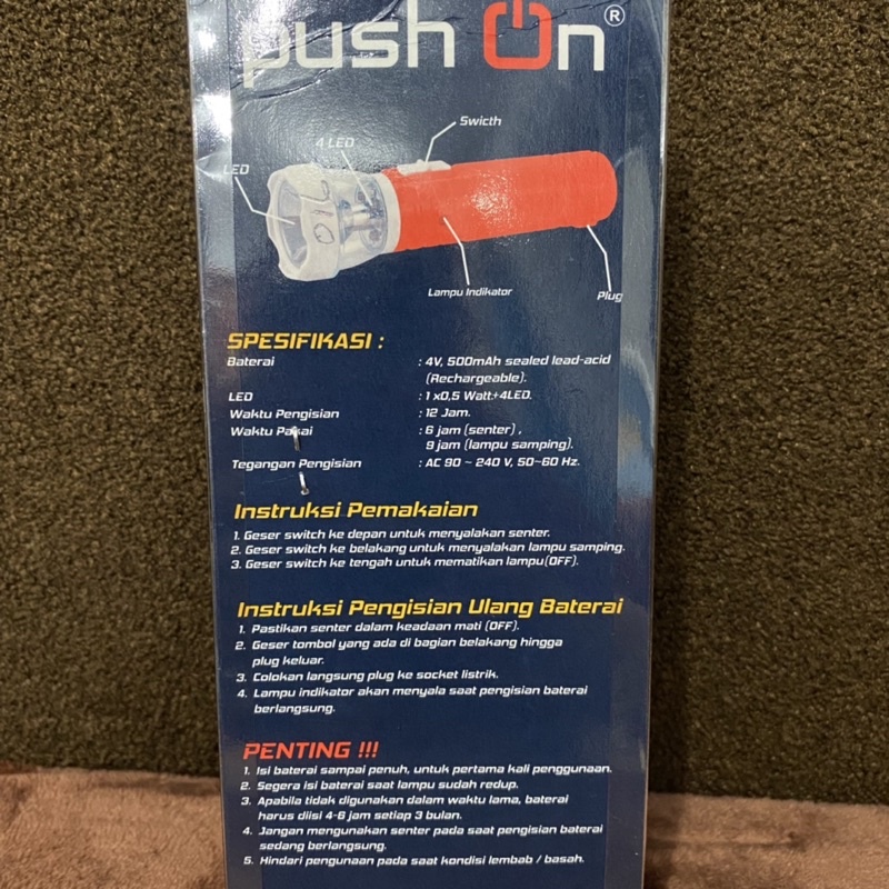 Senter merk push on led rechargeable FL 1004A senter cas