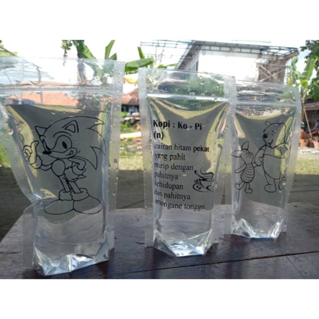 Plastik Standing pouch sablon double seal 10x17