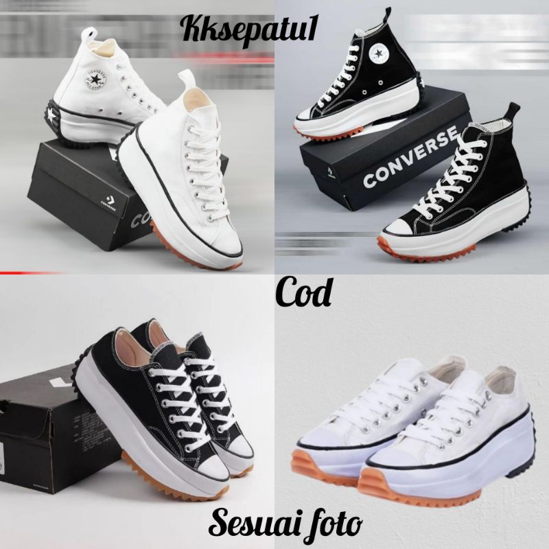 Vonverse run star hike sepatu sneakers wedges wanita pria cod