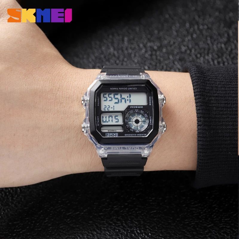 SKMEI 1998 Jam Tangan Pria Wanita Digital Chronograph Sport Watch Dual Time Anti Air Tali Rubber WATCHKITE WKOS