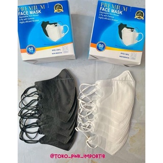 Masker Duckbill Garis FM Face mask Facemask Hitam putih 3Ply isi 50 Pcs Duck Bill Ducbil Duckbil Dewasa 50Pcs