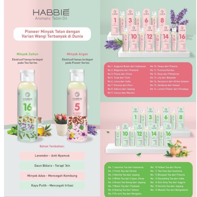 Habbie Minyak Telon Baby Aromatic Tea Series and Flower Series 100ml