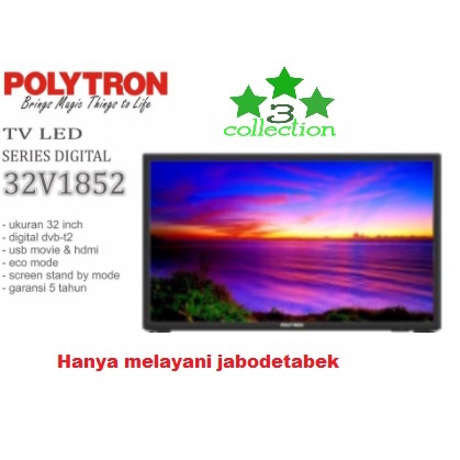 LED TV Polytron 32 inch PLD32V1852 / TV LED Digital DVBT2 +USB / TV Polytron 32" Garansi Resmi