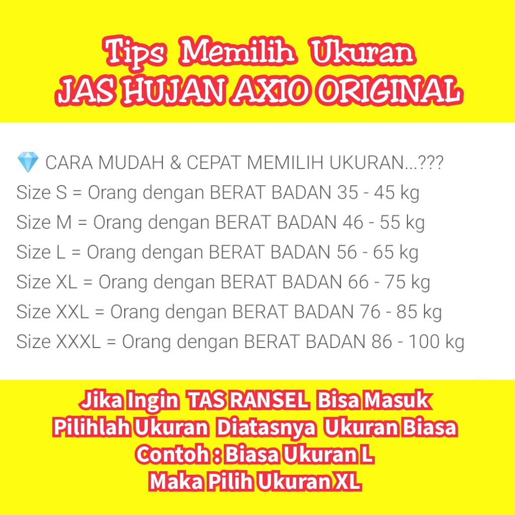 Jas Hujan AXIO Original 100% Ukuran XXXL Anti Bocor Bahan Tebal Jas Hujan AXIOO Pink Murah Motor