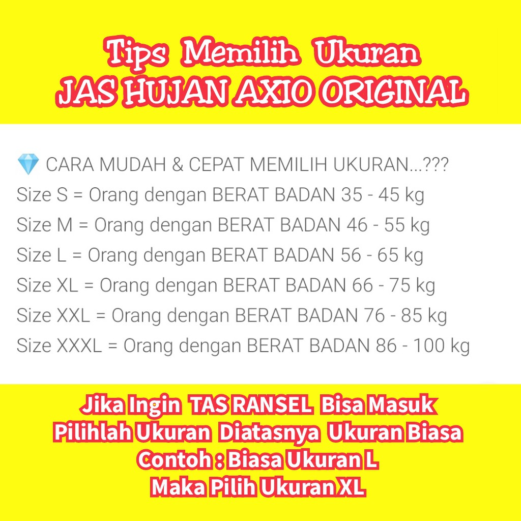 Jas Hujan AXIO Original 100% Ukuran XXXL Anti Bocor Bahan Tebal Jas Hujan AXIOO Pink Murah Motor