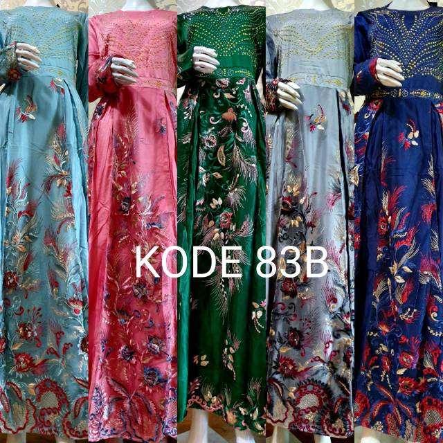 Gamis pesta tile brukat mix satin mewah murah