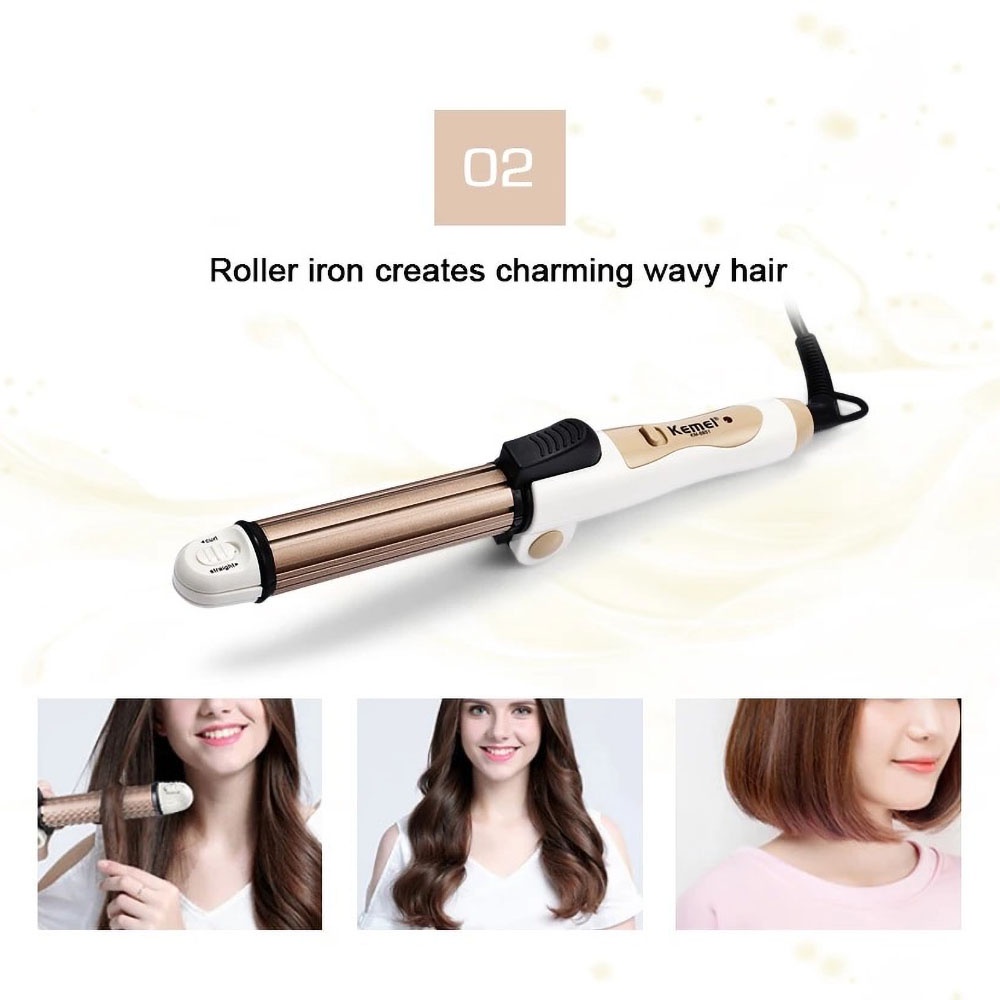 Kemei KM-8851 Multifunction 3in1 Catok Rambut Lipat Hair Iron