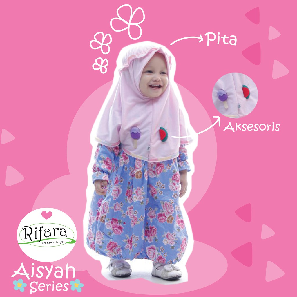 Jilbab Anak RIFARA AISYAH ( Size XS, S dan M), Jilbab Toping, Jilbab Unik