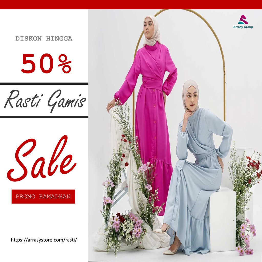 Rasti Long Dress Gamis Maxi Lebaran Muslim Kerah Shanghai